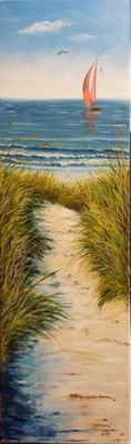 Weg zum Meer, Öl auf Leinwand 90 x 30 cm