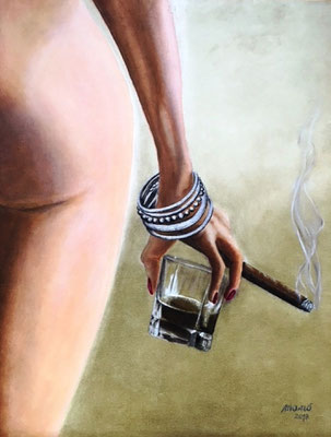 Genuss, Öl auf Leinenkarton 70 x 50 cm