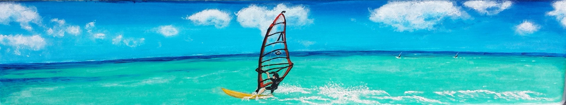 Surfer, Öl auf Metall