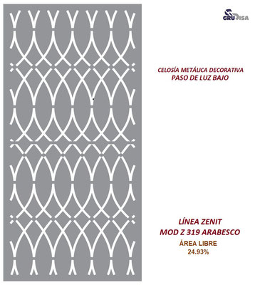 CELOSÍA METÁLICA DECORATIVA LÍNEA ZENIT MODELO ARABESCO Z-319 