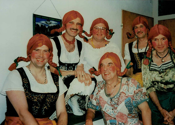 1992 Ramba Zamba Männerballett - Peter Kötting, Hans Jörg Simonis, Wolfgang Gäßler, Alfred Stücker, Karlheinz Eller, Bernd Lenuweit (von li.)