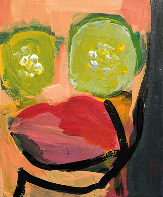 Gurke an Botox, 2017, 30 x 40 cm, Acryl auf Leinwand