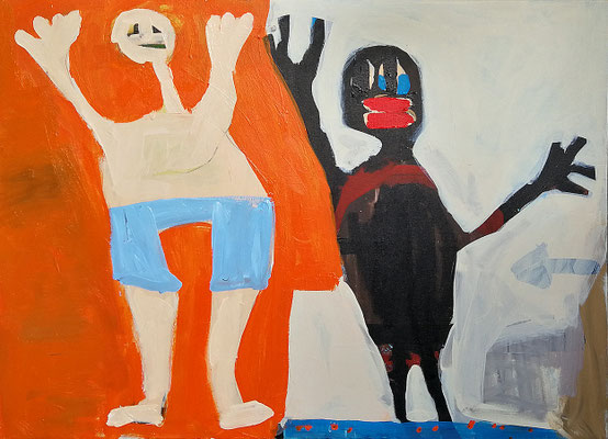 Und wenn er kommt, dann laufen wir, 2019, 80 x 100 cm, Acryl auf Leinwand