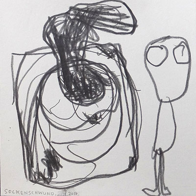 Sockenschwund, 2017, 20 x 20 cm, Graphit auf Papier