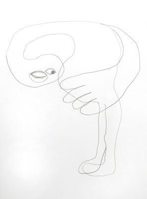 sich ab und zu mal kräftig umarmen, 2018, 70 x 50 cm, Graphit auf Karton
