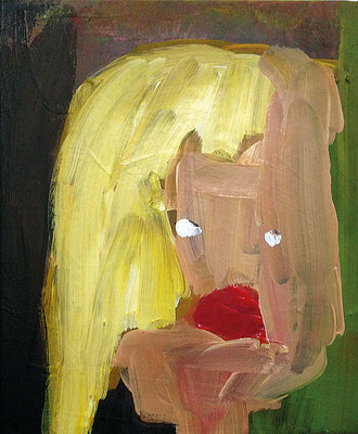 genervte Blondine, 2018, 30 x 40 cm, Acryl auf Leinwand