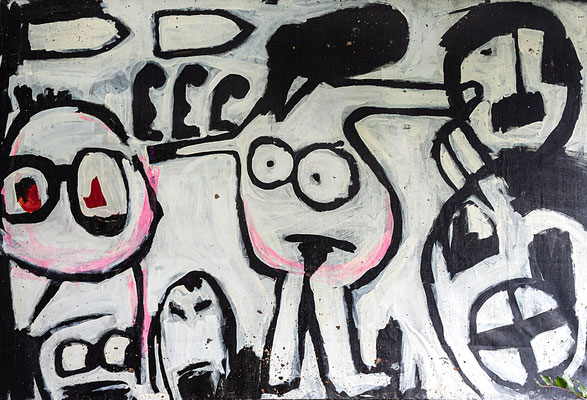 Alte Bekannte, 2019, Acryl auf LKW-Plane, 200 x 300 cm