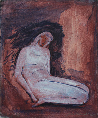 Hockende, 1985 - 15 x 12,5 cm - Ölfarbe auf Pappe