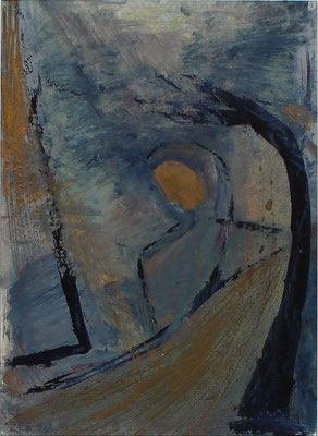 Frau mit goldenem Gesicht, 1990 - 21,5 x 16 cm - Ölfarbe auf Papier