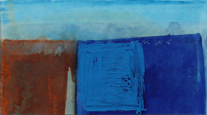 Blaues Quadrat, 1994 - 14 x 25 cm - Gouache auf Papier