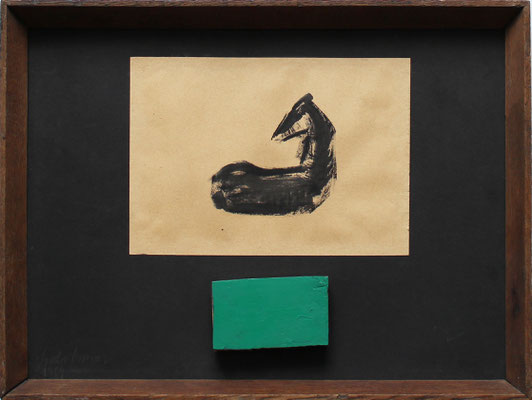 Pferd, 1989 - 28 x 37 cm - Collage Papier / Holz mit Holzrahmen