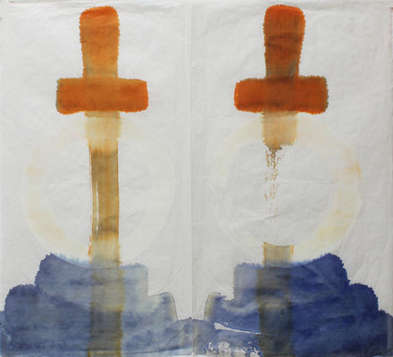 Kreuz, 1992 - 192 x 108 cm - Farbige Tusche auf Chinapapier