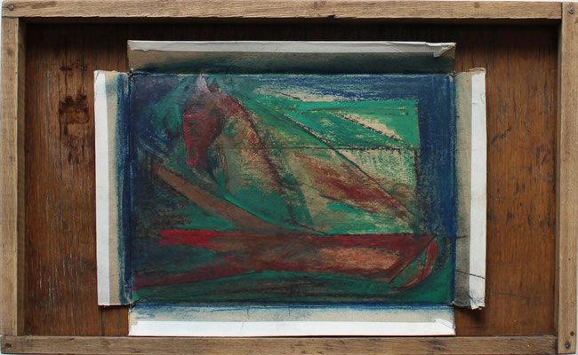 Pferd, 1986 - 30 x 49 cm - Collage, Öl auf Karton, Holzrahmen