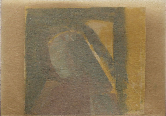 Verschleierte, 1991 - 15 x 21 cm - Linoldruck / Gouache auf Papier im Seidenpapier