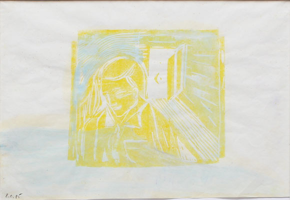 Helle Nacht, 1985 - 20 x 29 cm - Linoldruck / Wasserfarbe auf Papier