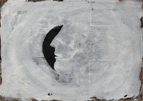 Weißes Kreuz und Kopf auf schwarz, 1993 - 35 x 50 cm - Wasserfarbe auf Papier