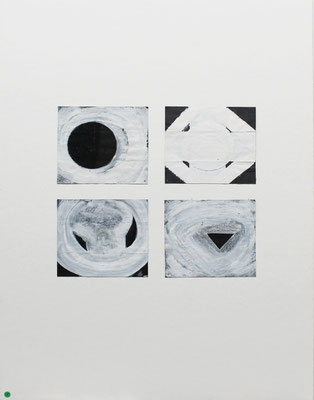 Variationen, 1981 - 20 x 44,5 cm - Deckfarbe auf schwarzem Papier