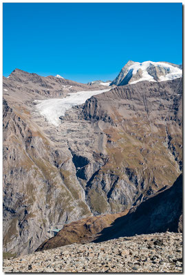 Glacier de Giétro et Mont-Blanc de Cheilon 3870m, depuis le sommet du Grand Tavé 3158 m