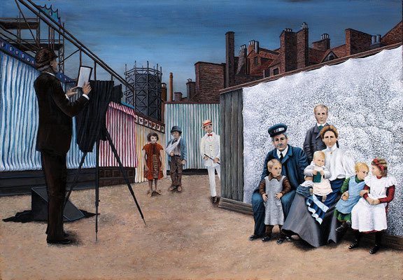 Philine Maurus, „FAMILIENFOTO“ Öl auf Leinwand 71 x 102 cm 1.500 € m.R.