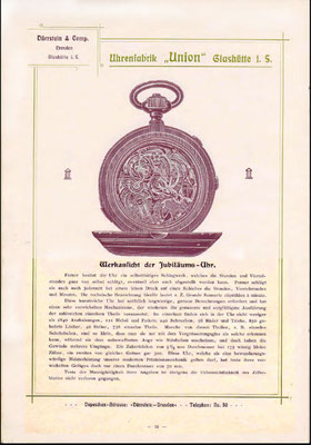 1903 Werbekatalog der Uhrenfabrik UNION Glashütte