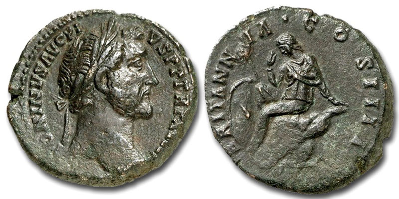 An As of Emperor Antoninus Pius (AD 138-161) with the image of Britannia on the reverse