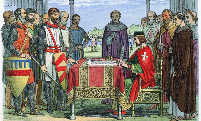 A Victorian painting of the signing of Magna Carta