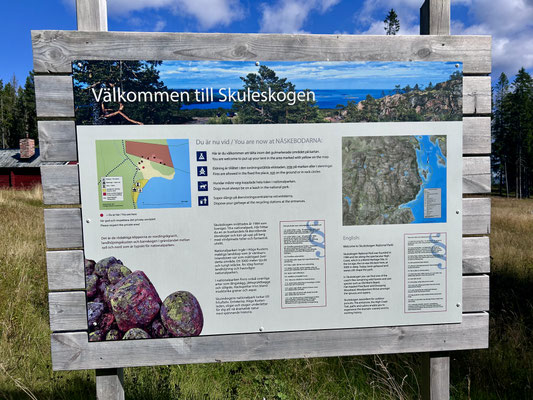Näskebodarna, ein kleines Hüttendorf mit einem Sandstrand