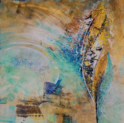 mind over matter, 2025, Acryl, Tusche, 100 x 100 cm