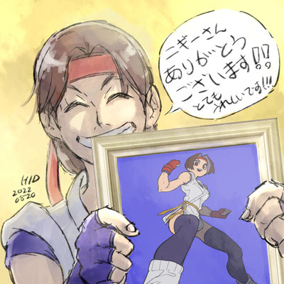 ユリ・サカザキ（龍虎の拳・KOFシリーズ）骨ニギーさんのイラストお礼絵