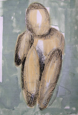 Figur, 2012, 30cm x 42xm, Lithokreide und Beize