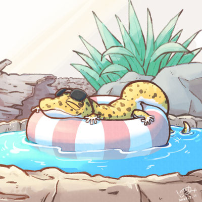 水浴びレオパードゲッコーくん