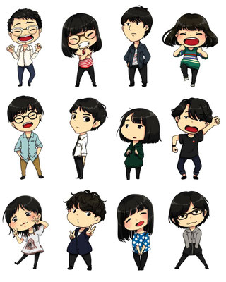 自身も所属している劇団しおむすびというインプロ(即興演劇)の団体のみんなをちびキャラ化したものです。