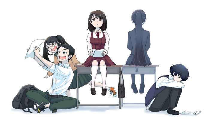 インプロ漫画「プレイフル」の宣伝チラシ用の挿絵を描かせていただきました。登場人物たちがまだ出会っていない時のそれぞれの姿をイメージしました。