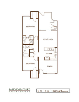 Floor Plan D - 2 bedroom and 2 bath