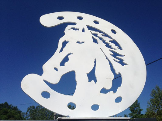 fer a cheval en tôle de 3mm  blanc mat hauteur 50cm  