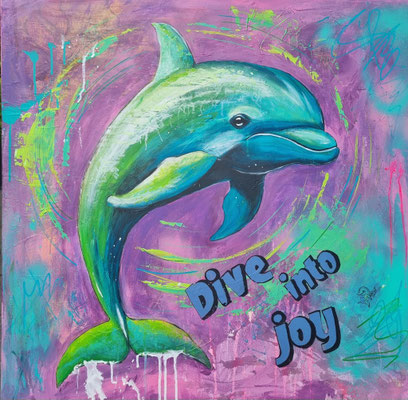 "Dive into joy" Acryl, Leinwand 80x80cm, 450 Franken