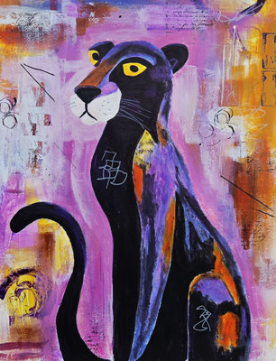 "Violet Panther" Acryl, Papier 50x65cm, 170 Franken