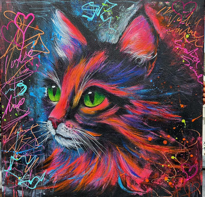 "Magische Katze" Acryl, Leinwand, 80x80cm, 450 Franken
