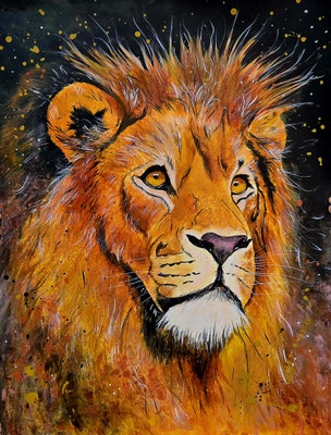 "stolzer Löwe" Acryl, Papier 50x65cm, 170 Franken