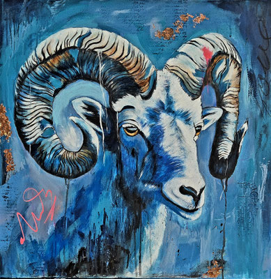 "Steinbock" Acryl, Leinwand 60x60cm, 350 Franken