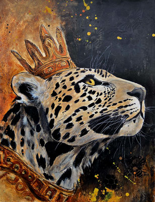 "König der Panther" Acryl, Papier 50x65cm, 170 Franken