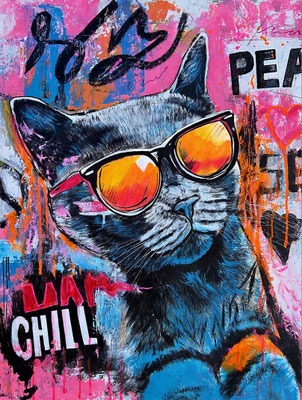 "Chill Vibes only" Acryl, Papier 50x65cm, 170 Franken