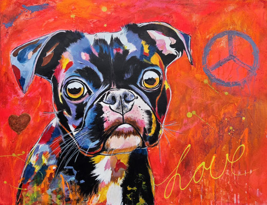 "Peace Dog" Acryl, Papier 50x65cm, 250 Franken