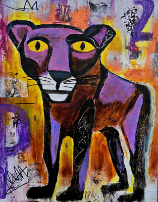 "Violet Panther" Acryl, Papier 50x65cm, 170 Franken
