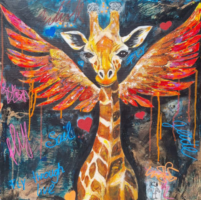 "Auch mal fliegen" Acryl, Leinkarton 60x60cm, 250 Franken