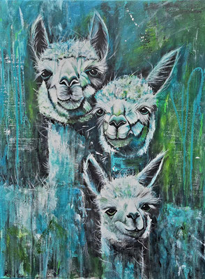 "Mutterliebe Alkpaka" Acryl, Leinwand, 60x80cm, 450 Franken