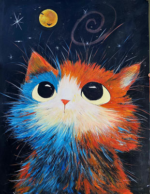 "Zwischen Sternen und Stille" Acryl, Papier 55x60cm, 170 Franken