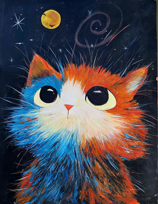 "Zwischen Sternen und Stille" Acryl, Papier 50x65cm, 170 Franken