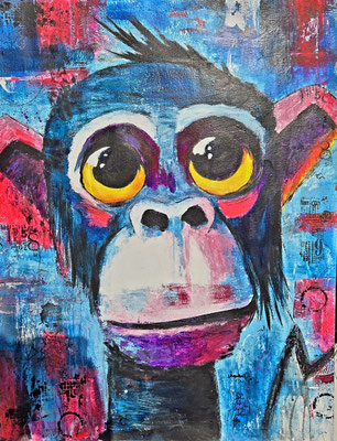 "Affe" Acryl, Papier 50x65cm, 170 Franken