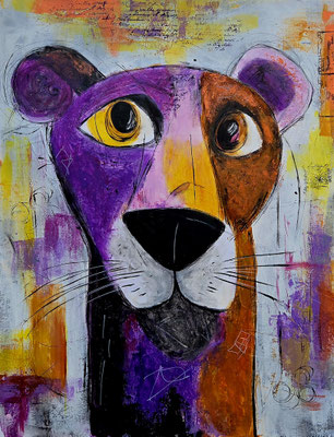"Violet Panther" Acryl, Papier 50x65cm, 170 Franken